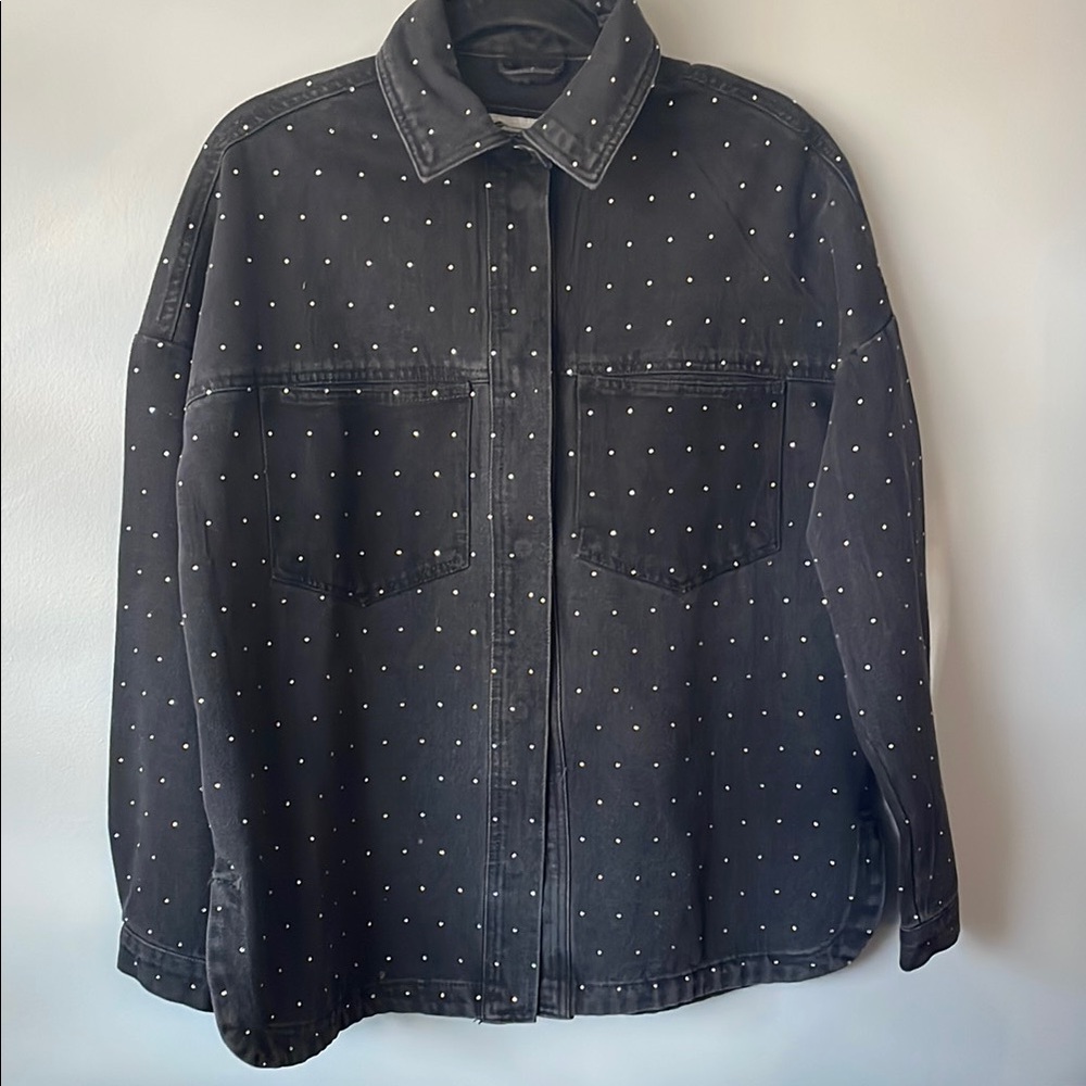 Black gem studded  Women's black jean Jacket